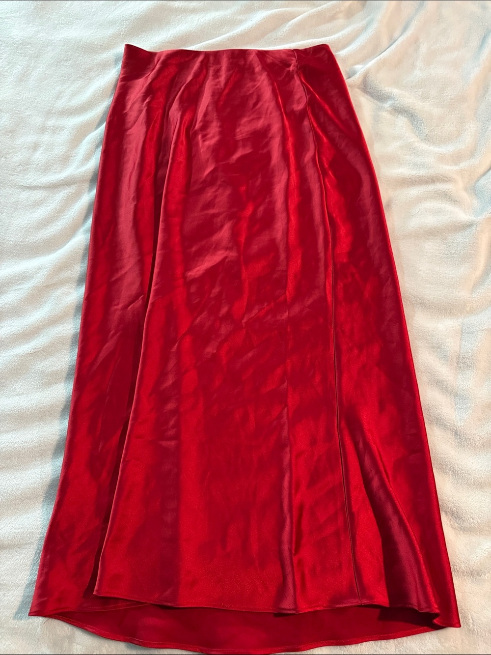 Zara Red Satin Maxi Skirt